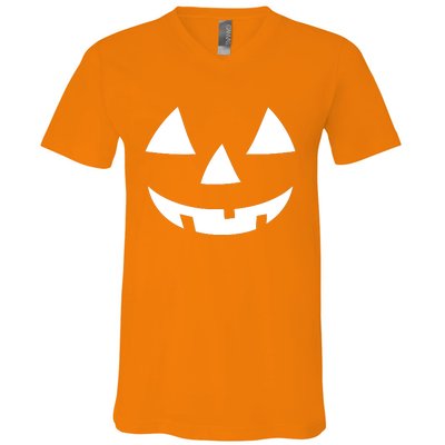 Jackolantern Pumpkin Face Halloween Costume Couple Funny Halloween Costume V-Neck T-Shirt