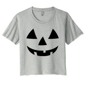 Jackolantern Pumpkin Face Halloween Costume Couple Funny Halloween Costume Women's Crop Top Tee