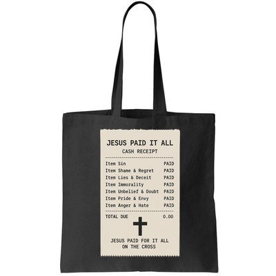 Jesus Paid For It All Jesus Receipt Bag