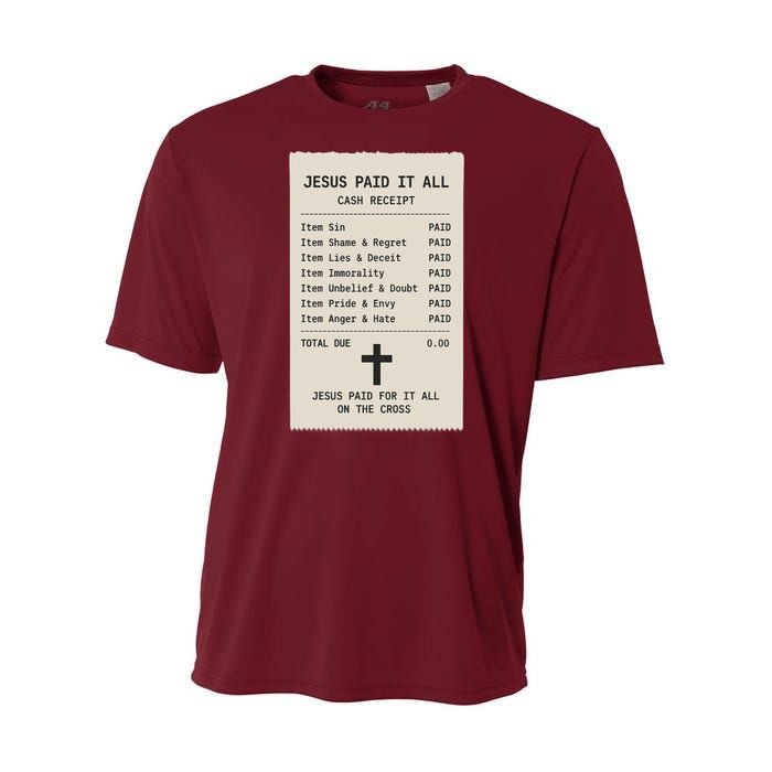 Jesus Paid For It All Jesus Receipt Youth Performance Sprint T-Shirt