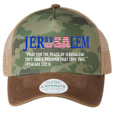 JERUSALEM Pray For the Peace Of Jerusalem US Israel Flag Legacy Tie Dye Trucker Hat