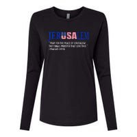 JERUSALEM Pray For the Peace Of Jerusalem US Israel Flag Womens Cotton Relaxed Long Sleeve T-Shirt