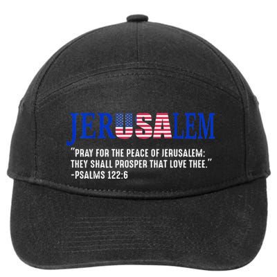JERUSALEM Pray For the Peace Of Jerusalem US Israel Flag 7-Panel Snapback Hat