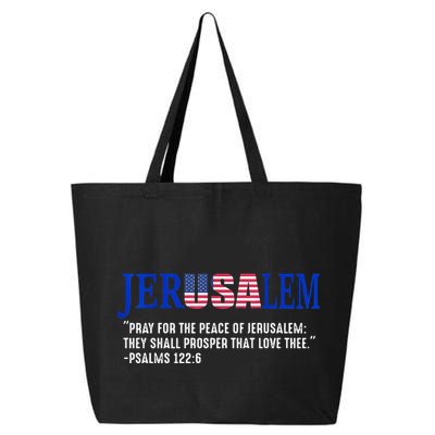 JERUSALEM Pray For the Peace Of Jerusalem US Israel Flag 25L Jumbo Tote