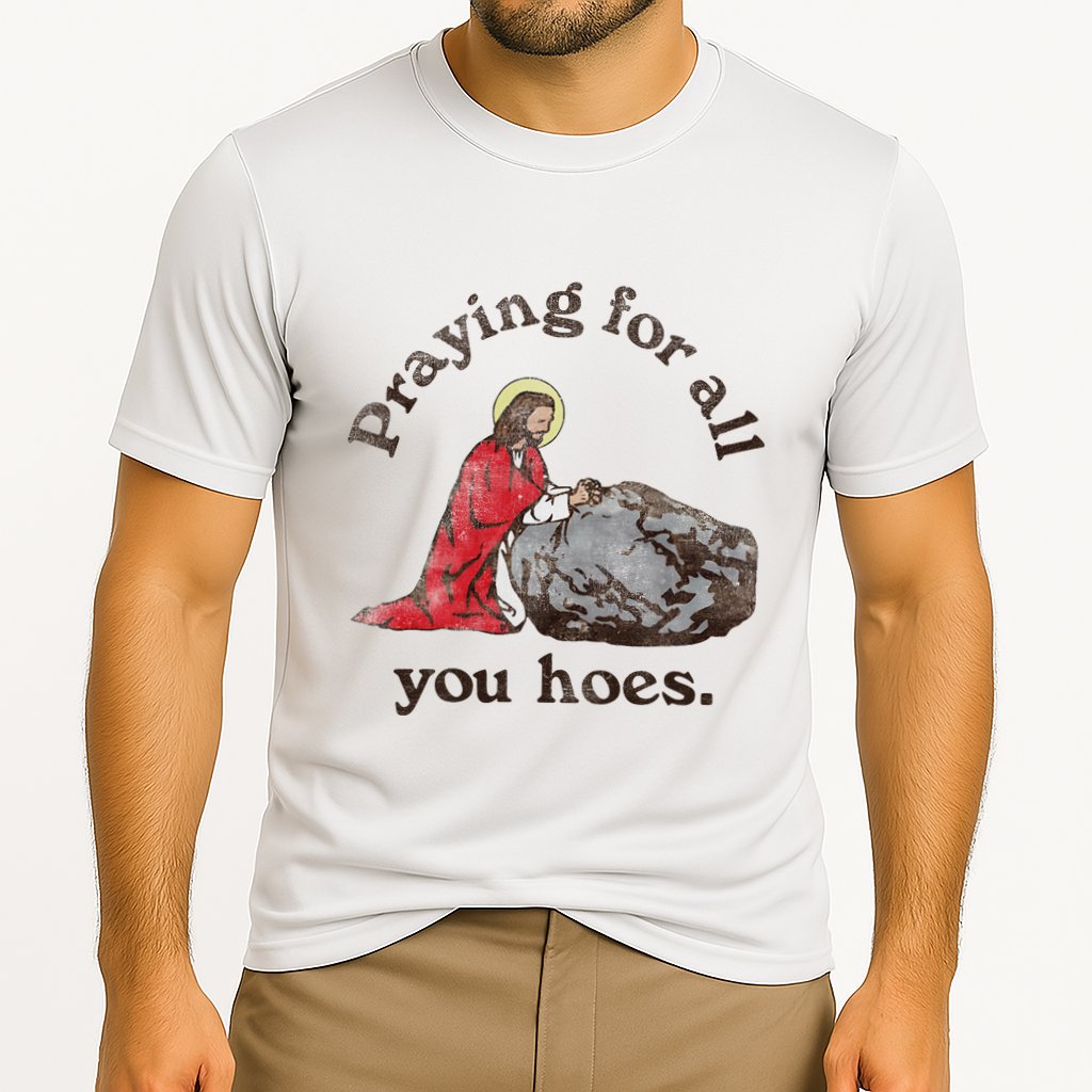 Jesus Praying For All You Hoes Humor Christian Cooling Performance Crew T-Shirt