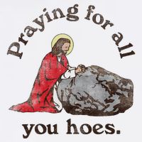 Jesus Praying For All You Hoes Humor Christian Womens Tank Top