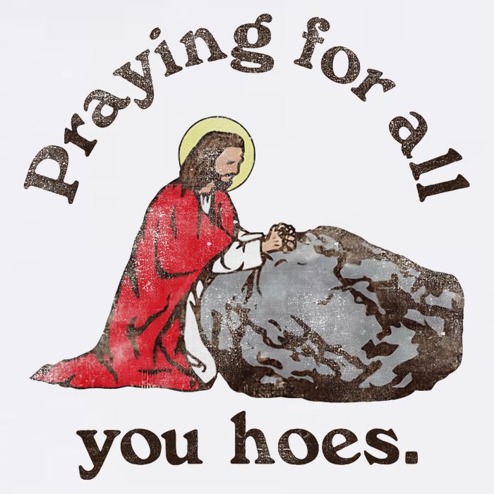 Jesus Praying For All You Hoes Humor Christian Womens Tank Top