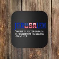 JERUSALEM Pray For the Peace Of Jerusalem US Israel Flag Coaster