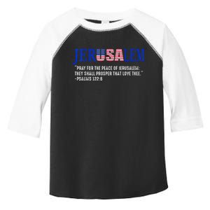 JERUSALEM Pray For the Peace Of Jerusalem US Israel Flag Toddler Fine Jersey T-Shirt