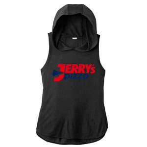 Jerry's Pizza Funny Viral Logo Recycle Romania Sarcasm Humor Ladies PosiCharge Tri-Blend Wicking Draft Hoodie Tank