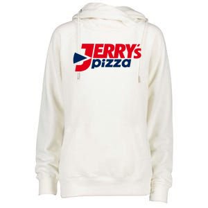 Jerry's Pizza Funny Viral Logo Recycle Romania Sarcasm Humor Womens Funnel Neck Pullover Hood