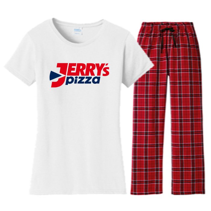 Jerry's Pizza Funny Viral Logo Recycle Romania Sarcasm Humor Women's Flannel Pajama Set