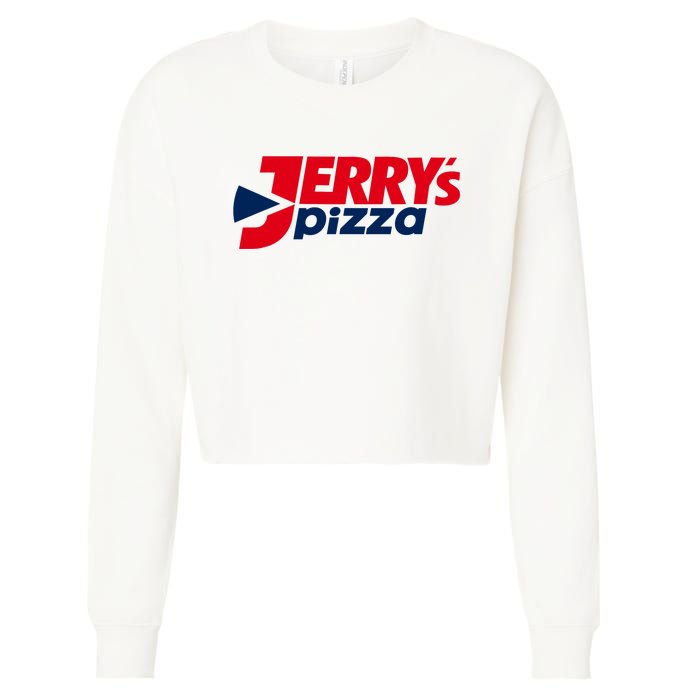 Jerry's Pizza Funny Viral Logo Recycle Romania Sarcasm Humor Cropped Pullover Crew