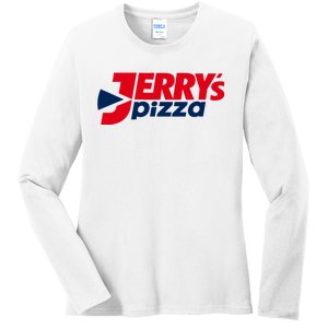 Jerry's Pizza Funny Viral Logo Recycle Romania Sarcasm Humor Ladies Long Sleeve Shirt