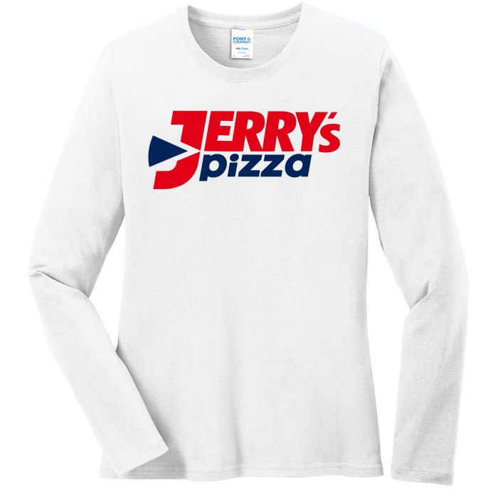 Jerry's Pizza Funny Viral Logo Recycle Romania Sarcasm Humor Ladies Long Sleeve Shirt