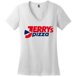 Jerry's Pizza Funny Viral Logo Recycle Romania Sarcasm Humor Women's V-Neck T-Shirt