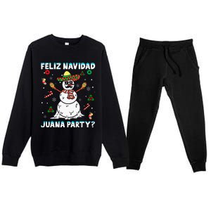 Juana Party Feliz Navidad Christmas Family Matching Pajamas Premium Crewneck Sweatsuit Set