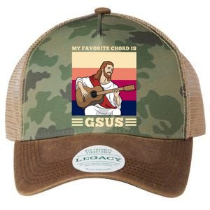 Jesus Playing Guitar Design My Favorite Chord Is Gsus Funny Gift Legacy Tie Dye Trucker Hat