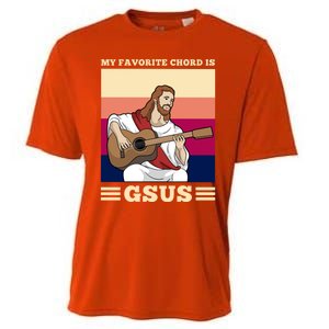 Jesus Playing Guitar Design My Favorite Chord Is Gsus Funny Gift Cooling Performance Crew T-Shirt