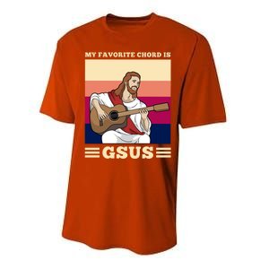 Jesus Playing Guitar Design My Favorite Chord Is Gsus Funny Gift Performance Sprint T-Shirt