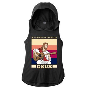 Jesus Playing Guitar Design My Favorite Chord Is Gsus Funny Gift Ladies PosiCharge Tri-Blend Wicking Draft Hoodie Tank