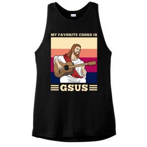 Jesus Playing Guitar Design My Favorite Chord Is Gsus Funny Gift Ladies PosiCharge Tri-Blend Wicking Tank