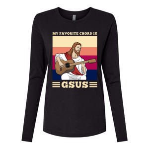 Jesus Playing Guitar Design My Favorite Chord Is Gsus Funny Gift Womens Cotton Relaxed Long Sleeve T-Shirt