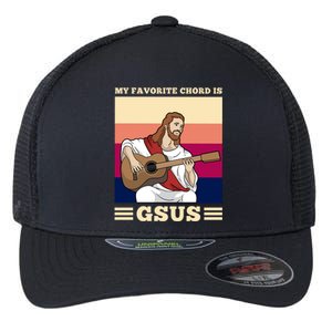 Jesus Playing Guitar Design My Favorite Chord Is Gsus Funny Gift Flexfit Unipanel Trucker Cap