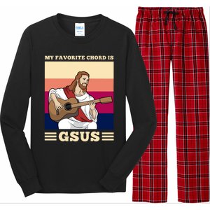 Jesus Playing Guitar Design My Favorite Chord Is Gsus Funny Gift Long Sleeve Pajama Set