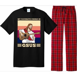 Jesus Playing Guitar Design My Favorite Chord Is Gsus Funny Gift Pajama Set