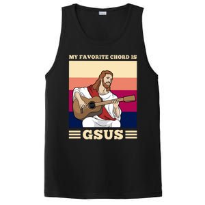 Jesus Playing Guitar Design My Favorite Chord Is Gsus Funny Gift PosiCharge Competitor Tank