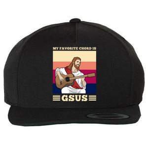 Jesus Playing Guitar Design My Favorite Chord Is Gsus Funny Gift Wool Snapback Cap