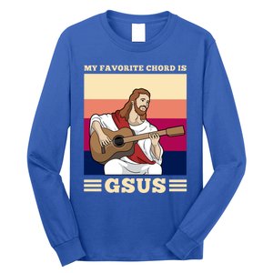 Jesus Playing Guitar Design My Favorite Chord Is Gsus Funny Gift Long Sleeve Shirt