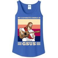 Jesus Playing Guitar Design My Favorite Chord Is Gsus Funny Gift Ladies Essential Tank