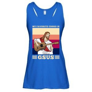 Jesus Playing Guitar Design My Favorite Chord Is Gsus Funny Gift Ladies Essential Flowy Tank