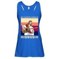 Jesus Playing Guitar Design My Favorite Chord Is Gsus Funny Gift Ladies Essential Flowy Tank