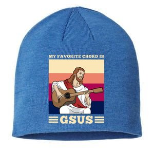 Jesus Playing Guitar Design My Favorite Chord Is Gsus Funny Gift Sustainable Beanie