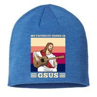 Jesus Playing Guitar Design My Favorite Chord Is Gsus Funny Gift Sustainable Beanie