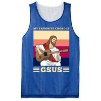 Jesus Playing Guitar Design My Favorite Chord Is Gsus Funny Gift Mesh Reversible Basketball Jersey Tank