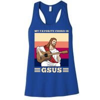 Jesus Playing Guitar Design My Favorite Chord Is Gsus Funny Gift Women's Racerback Tank