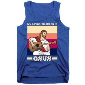 Jesus Playing Guitar Design My Favorite Chord Is Gsus Funny Gift Tank Top