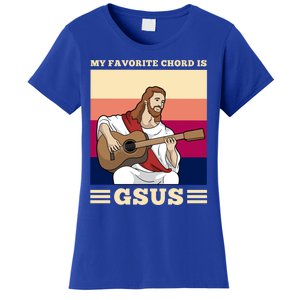 Jesus Playing Guitar Design My Favorite Chord Is Gsus Funny Gift Women's T-Shirt