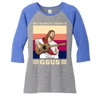 Jesus Playing Guitar Design My Favorite Chord Is Gsus Funny Gift Women's Tri-Blend 3/4-Sleeve Raglan Shirt