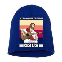 Jesus Playing Guitar Design My Favorite Chord Is Gsus Funny Gift Short Acrylic Beanie