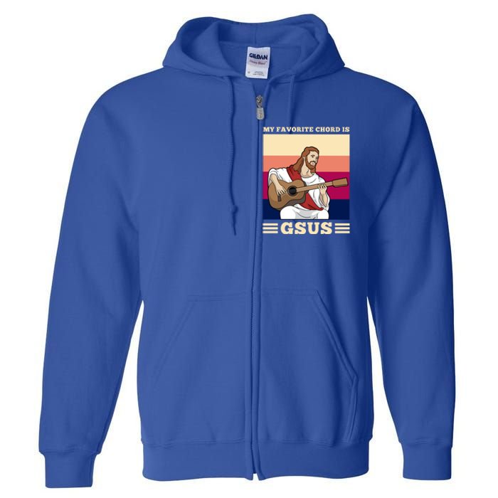 Jesus Playing Guitar Design My Favorite Chord Is Gsus Funny Gift Full Zip Hoodie