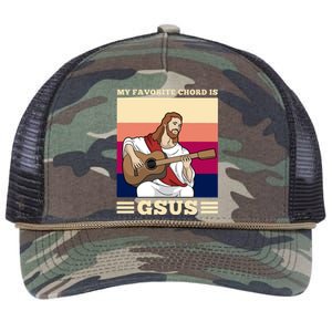 Jesus Playing Guitar Design My Favorite Chord Is Gsus Funny Gift Retro Rope Trucker Hat Cap