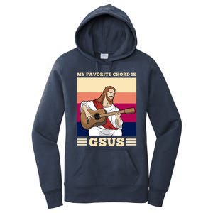 Jesus Playing Guitar Design My Favorite Chord Is Gsus Funny Gift Women's Pullover Hoodie