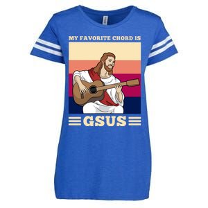 Jesus Playing Guitar Design My Favorite Chord Is Gsus Funny Gift Enza Ladies Jersey Football T-Shirt