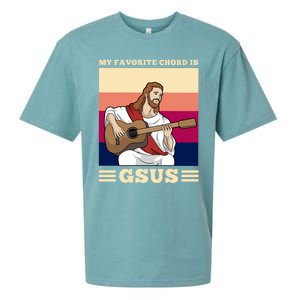 Jesus Playing Guitar Design My Favorite Chord Is Gsus Funny Gift Sueded Cloud Jersey T-Shirt