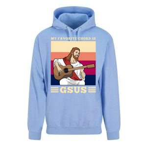 Jesus Playing Guitar Design My Favorite Chord Is Gsus Funny Gift Unisex Surf Hoodie